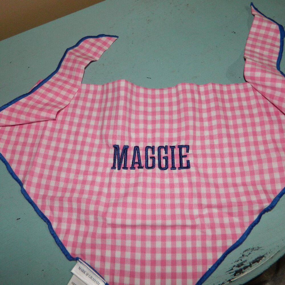 Mark & Graham Gingham Printed Dog Bandana "Maggie" Sz L/XL (UU-18)